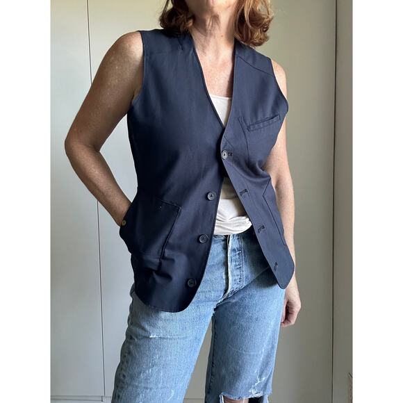 G Star Raw Vest Canvas Navy Blue Size Medium Waistcoat Utility Gorpcore Workwear - Picture 1 of 12